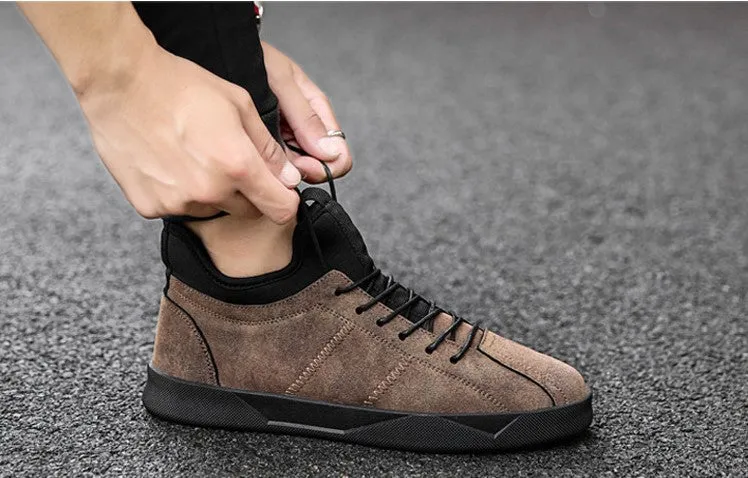Men's Spring/Autumn Casual Suede Leather Lace-Up Flat Sneakers