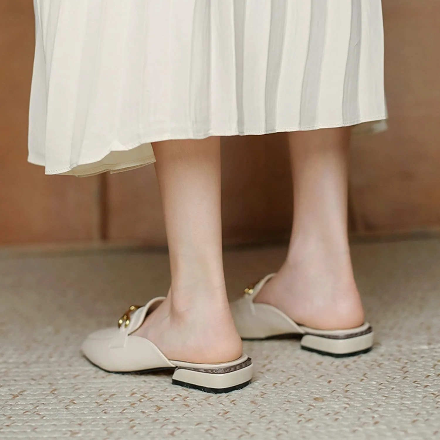 Minishion Summer Mules Shoes for Women Casual Heeled Loafers Slides