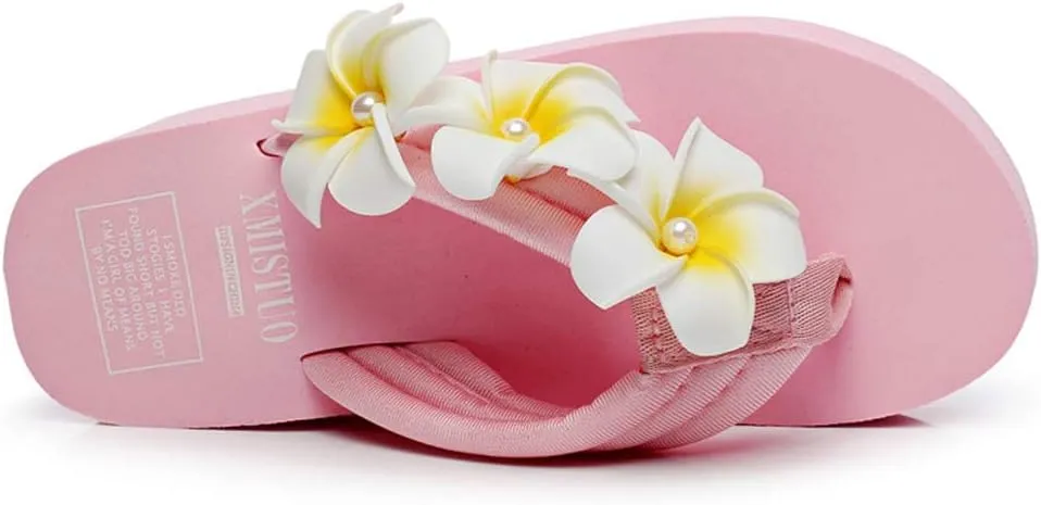 MIOKE Women's Boho Flowers Wedge Flipflops Sandals Summer Comfort Platform Anti-Slip Beach Thong Sandals