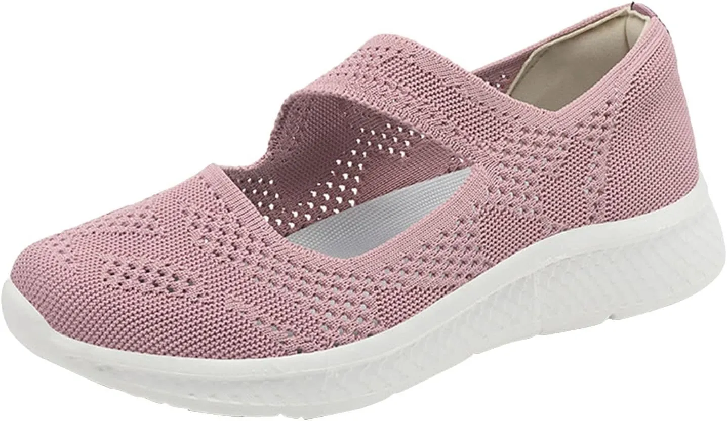 Nursing Shoes for Women Hollow Mesh Breathable Shoes Fashion Slip On Casual Shoes Hook Loop Soft Woven Shoes
