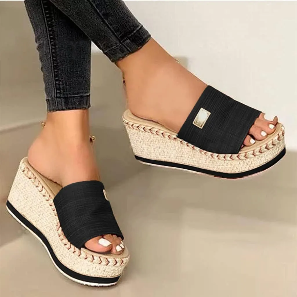 Orthopedic Sandals for Women Arch Support Flip Flops Comfortable Walking Sandals for Women Summer Dressy Platform Wedges Sandals Ladies Slip On Lightweight Slippers Casual Slides Beach Shoes 