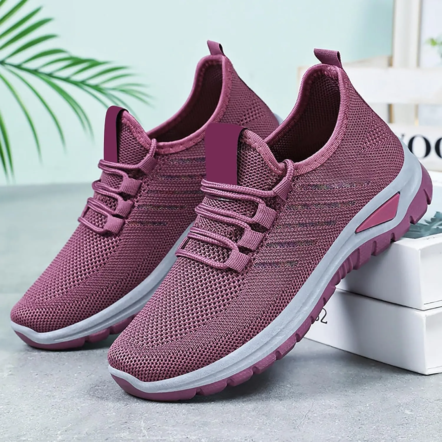 Orthopedic Sneakers for Women Mesh Breathable Lace Up Walking Running Shoes Comfortable Tennis Shoes Non Slip Lightweight Casual Womens Sneakers with Arch Support