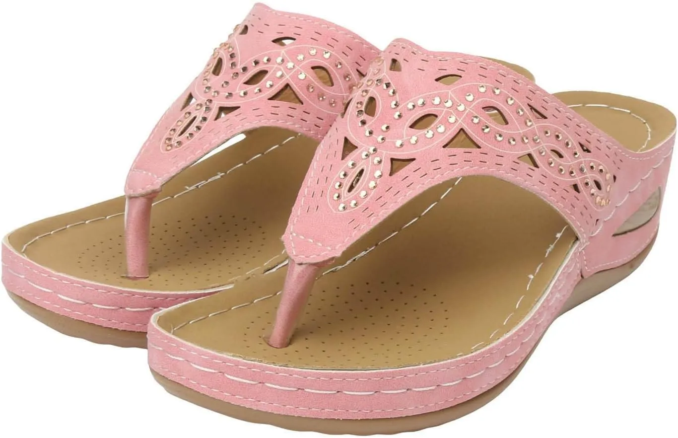 Platform Flip Flops for Women,Orthopedic Sandals for Women Arch Support Walking Sandals Women Dressy Comfortable Slip-On Slippers Summer Casual Slide Wedges Ladies Lightweight Beach Thong Sandals