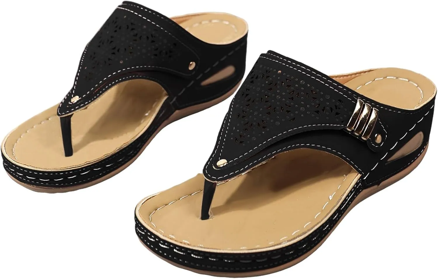 Platform Flip Flops for Women,Orthopedic Sandals for Women Arch Support Walking Sandals Women Dressy Comfortable Slip-On Slippers Summer Casual Slide Wedges Ladies Lightweight Beach Thong Sandals