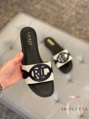RALPH LAUREN WOMEN'S ALEGRA SLIDES - BLACK