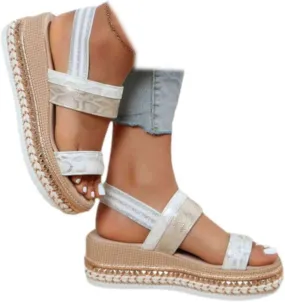 SACFOF Women's Platform Espadrilles Casual Ankle Strap Wedge Sandals Comfortable Dressy Open Toe Buckle Summer Shoes