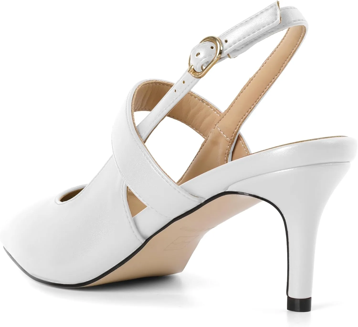 SAMMITOP Womens Slingback Kitten Heels Closed Pointed Toe Ankle Strap Pumps Elegant Casual Wedding Office Dressy Shoes 2.5 Inch