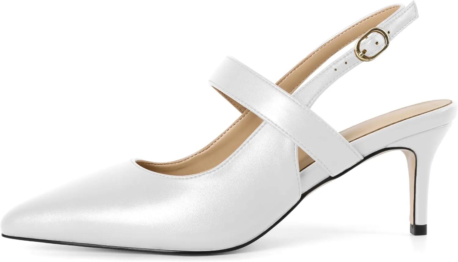 SAMMITOP Womens Slingback Kitten Heels Closed Pointed Toe Ankle Strap Pumps Elegant Casual Wedding Office Dressy Shoes 2.5 Inch