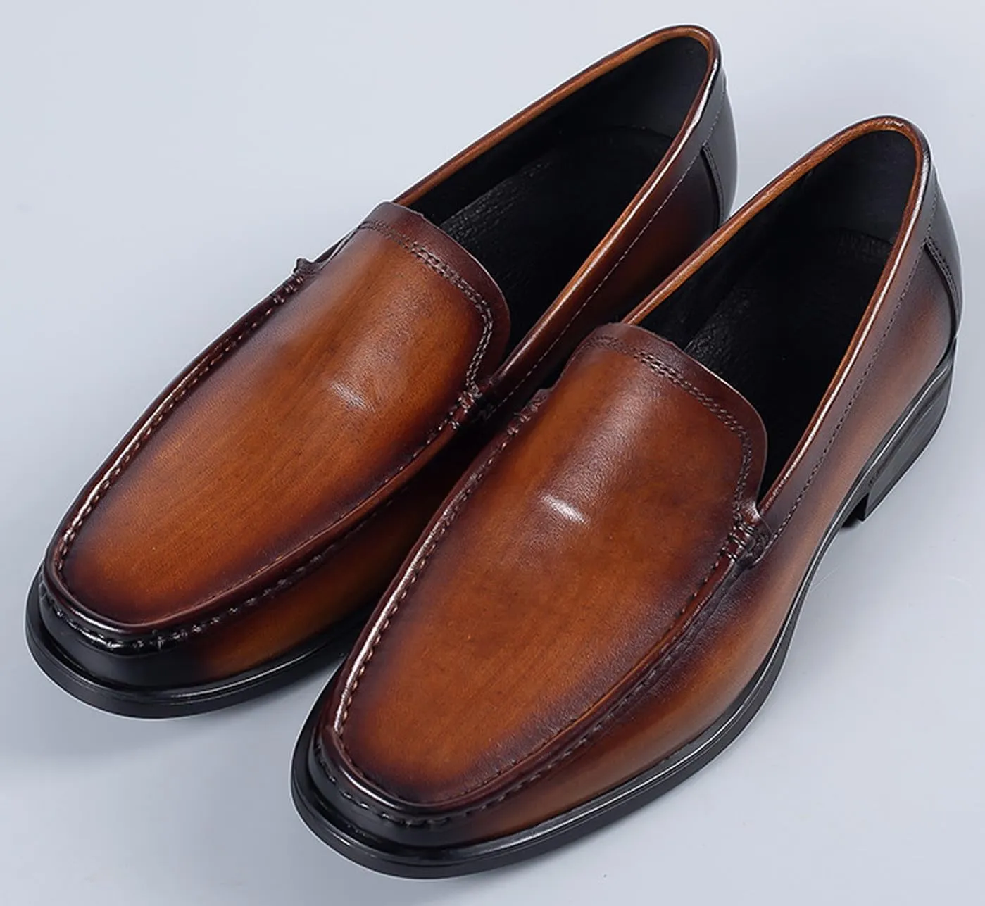 Santimon Mens Leather Loafers Slip-On Dress Shoes  Comfortable Business Casual Penny Loafer  Lightweight Slip-Resistant Sole for Office