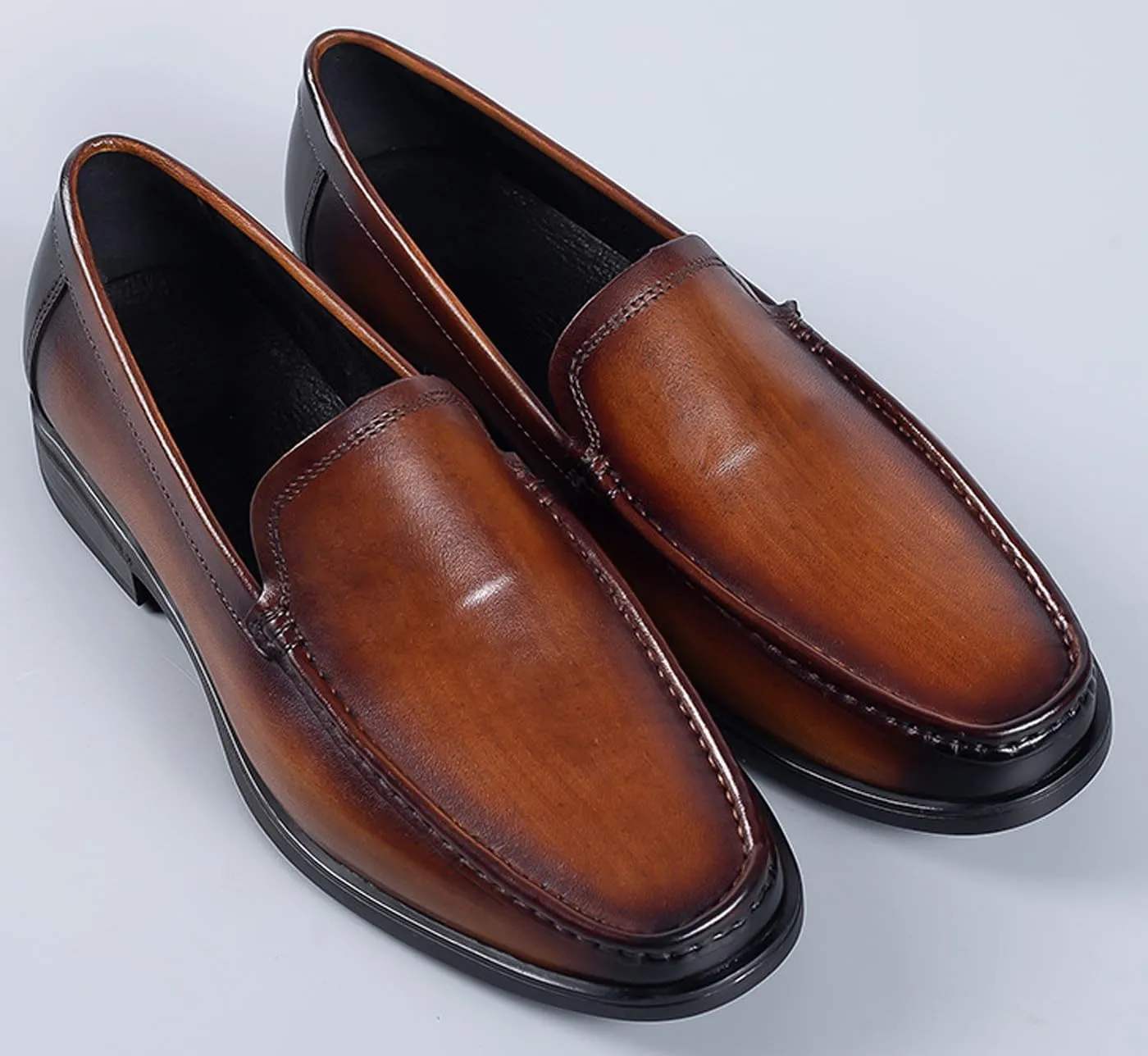 Santimon Mens Leather Loafers Slip-On Dress Shoes  Comfortable Business Casual Penny Loafer  Lightweight Slip-Resistant Sole for Office