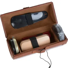 Shoeshine Kit with Shoehorn, Brush, and Shoeshine Pucks