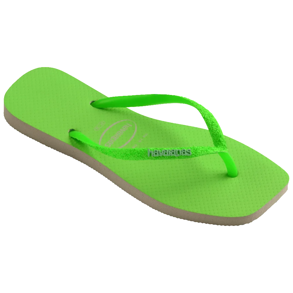 Slim Square Glitter Neon Flip Flops