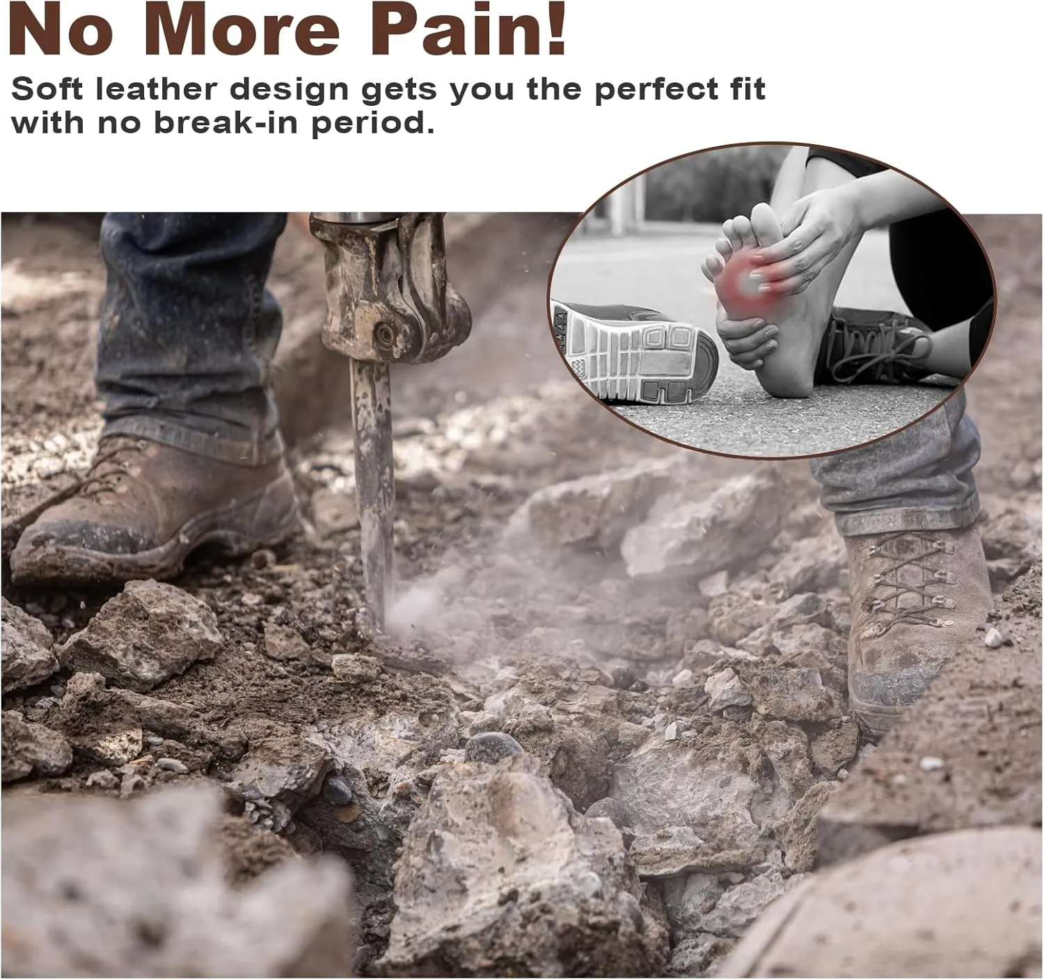 SureTrack Men's 6" Stylish Classic Steel Toe Leather Slip Resistant Durable Breathable Work Boots H84992
