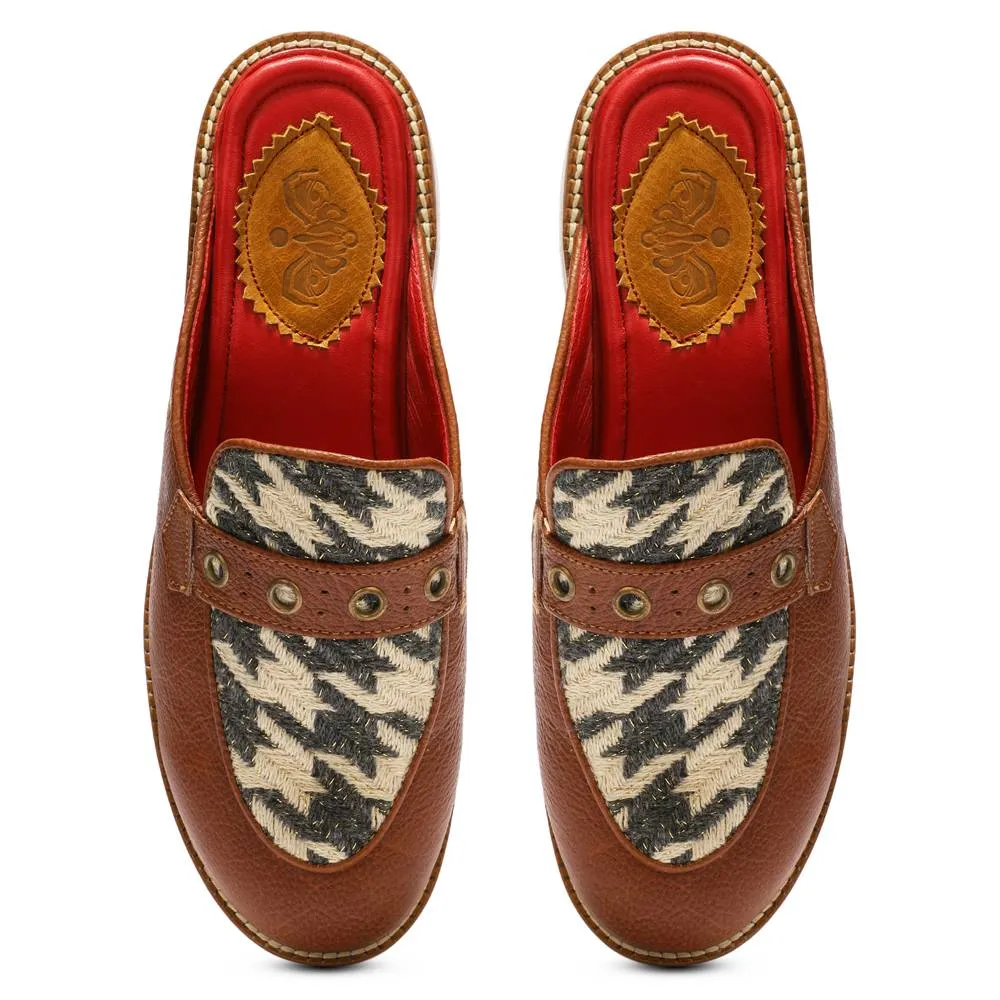 Tan Houndstooth Mule_ for Women (discontinued)