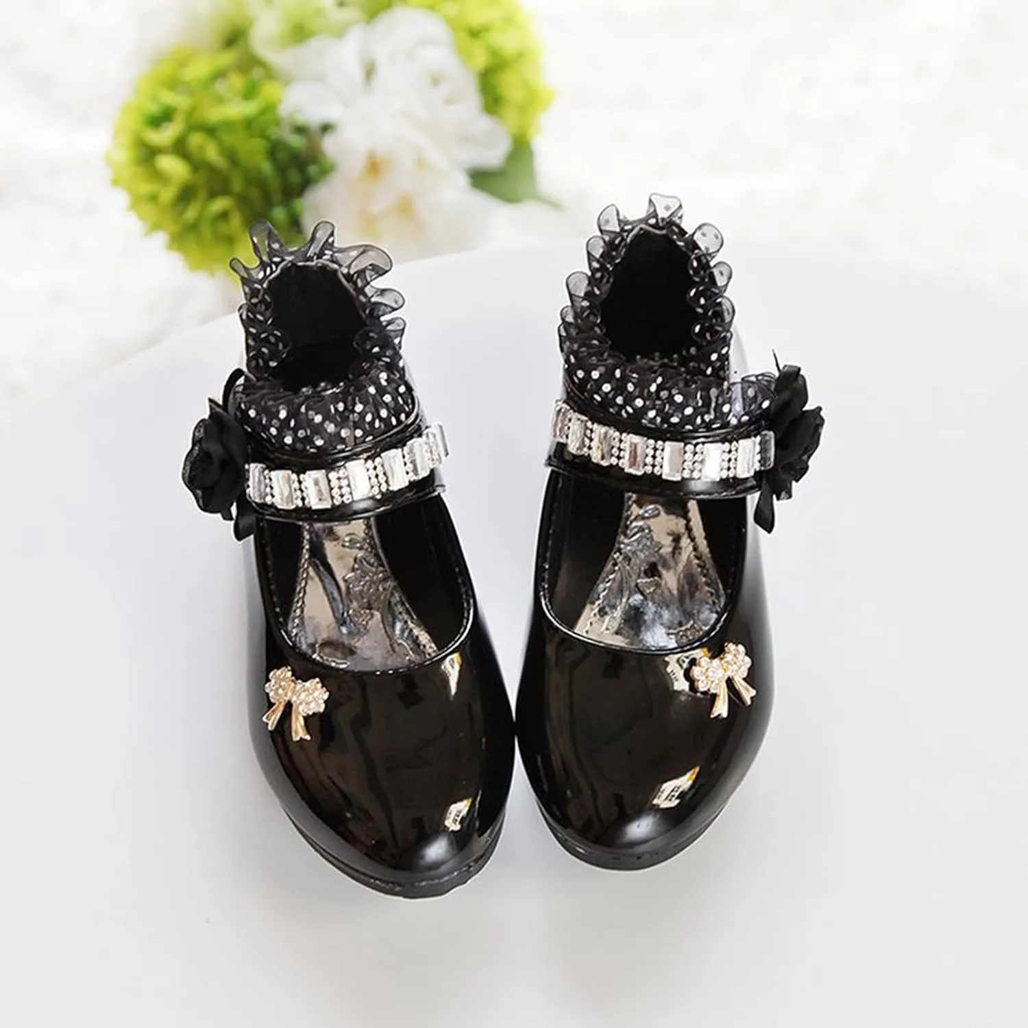 Toddler Princess Flower Lace Mary Jane Dance Shoes 𝗢xfords Leather Soft Sweet Elegant Flat Shoes for Kids Girls