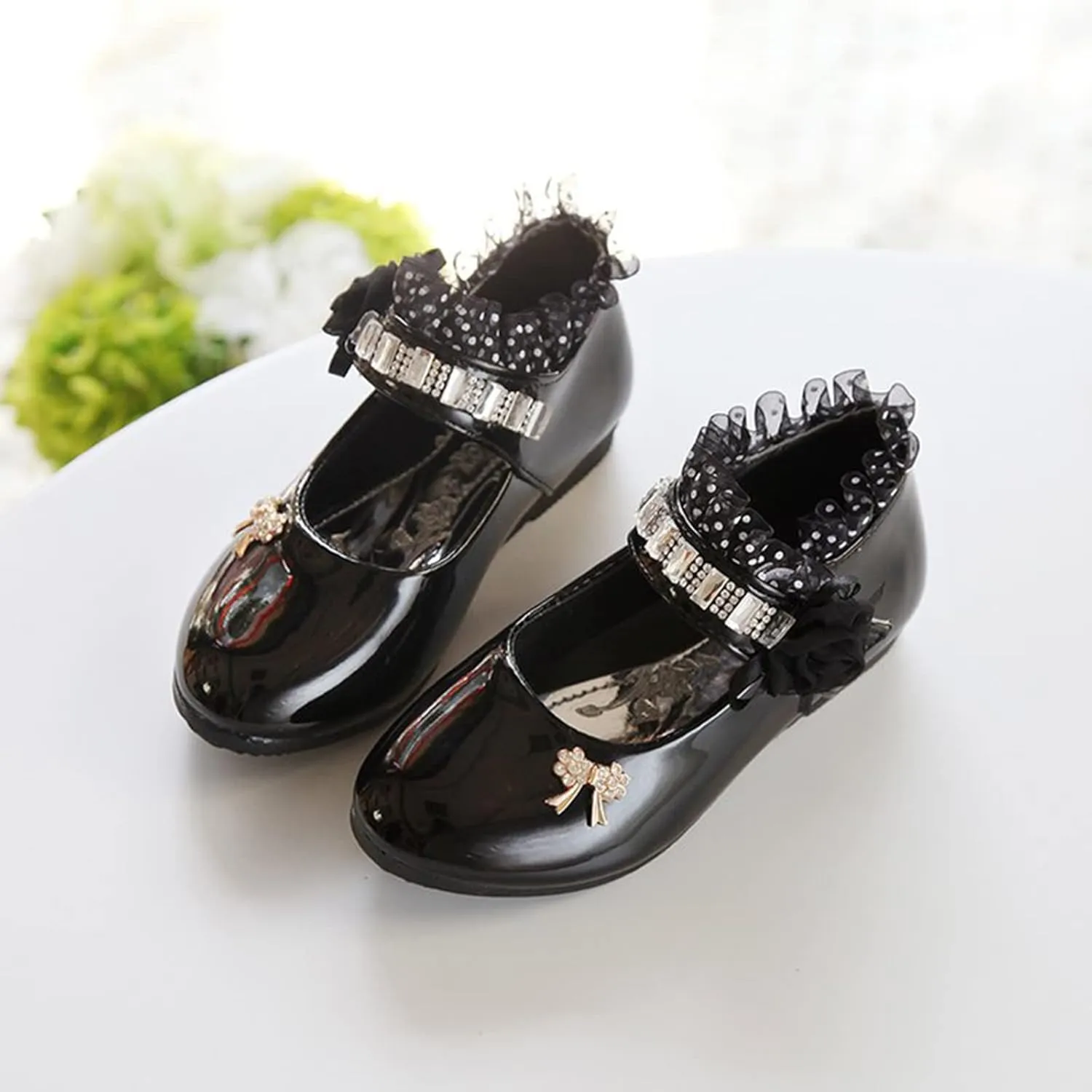 Toddler Princess Flower Lace Mary Jane Dance Shoes 𝗢xfords Leather Soft Sweet Elegant Flat Shoes for Kids Girls