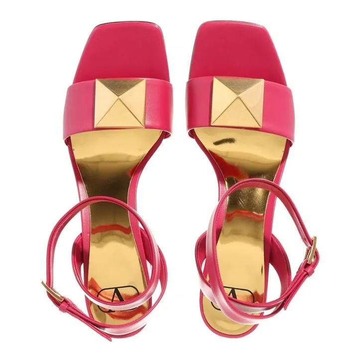 Valentino Garavani One Stud Calfskin Sandals Blossom