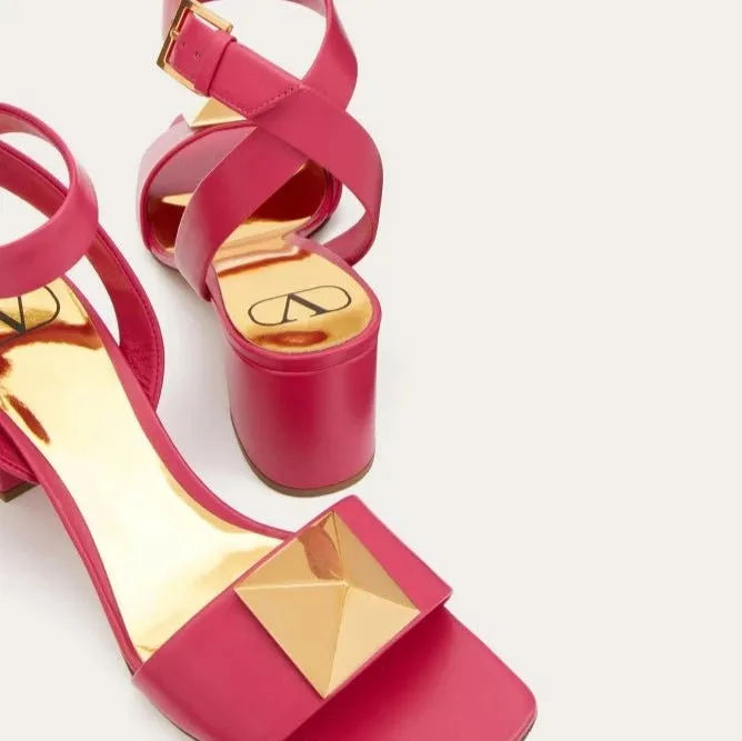 Valentino Garavani One Stud Calfskin Sandals Blossom