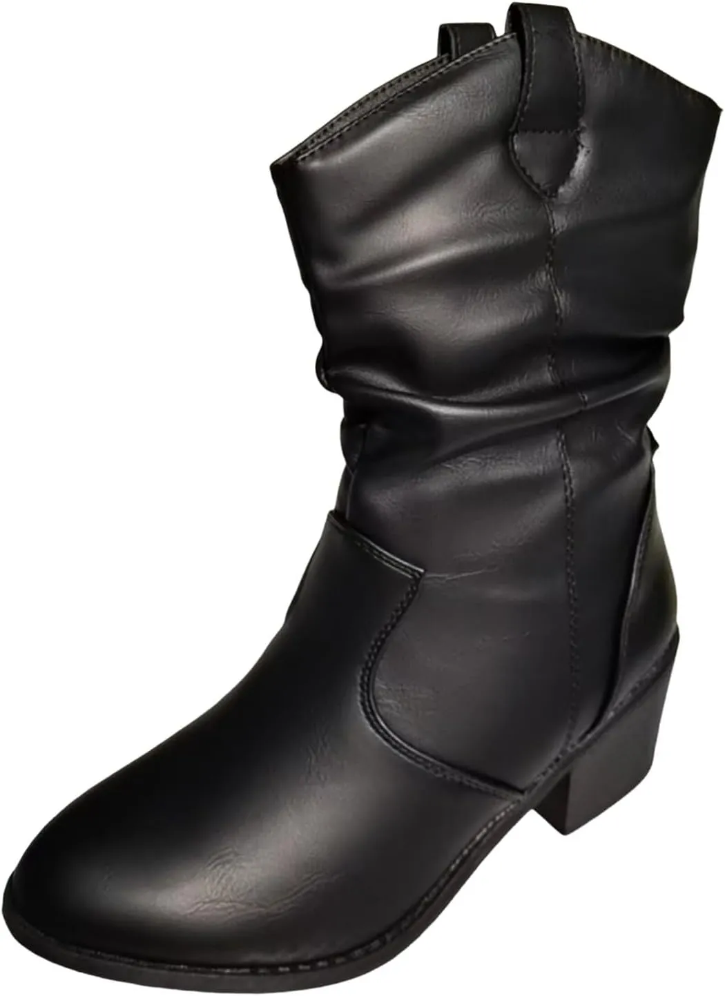 Western Cowboy Boots for Women Durable Stack Heel and Ankle Boot Cowgirll Comfortable Faux Leather Teen Booties