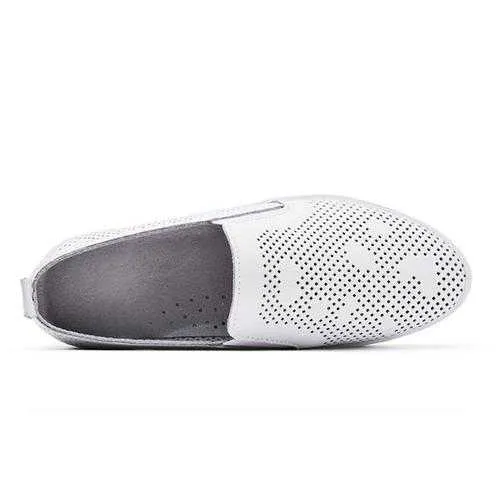 Women Casual Breathable Loafers Hollow Out Slip-on Soft Sole Flat Shoes