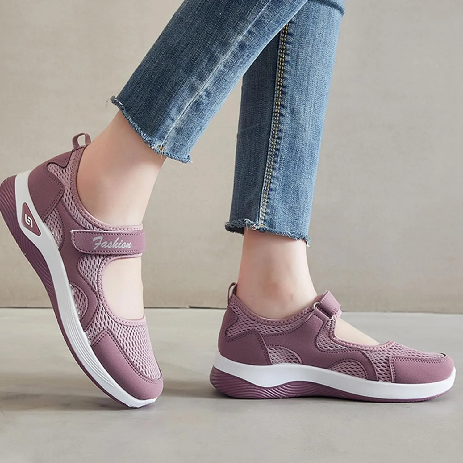 Women's Breathable Walking Shoes Comfortable Working Nurse Shoes Casual Nursing Orthotic Lightweight Shoe Adjustable Barefoot Casual Sneakers Zero Drop Arthritis Edema Sneakers Indoor Outdoor