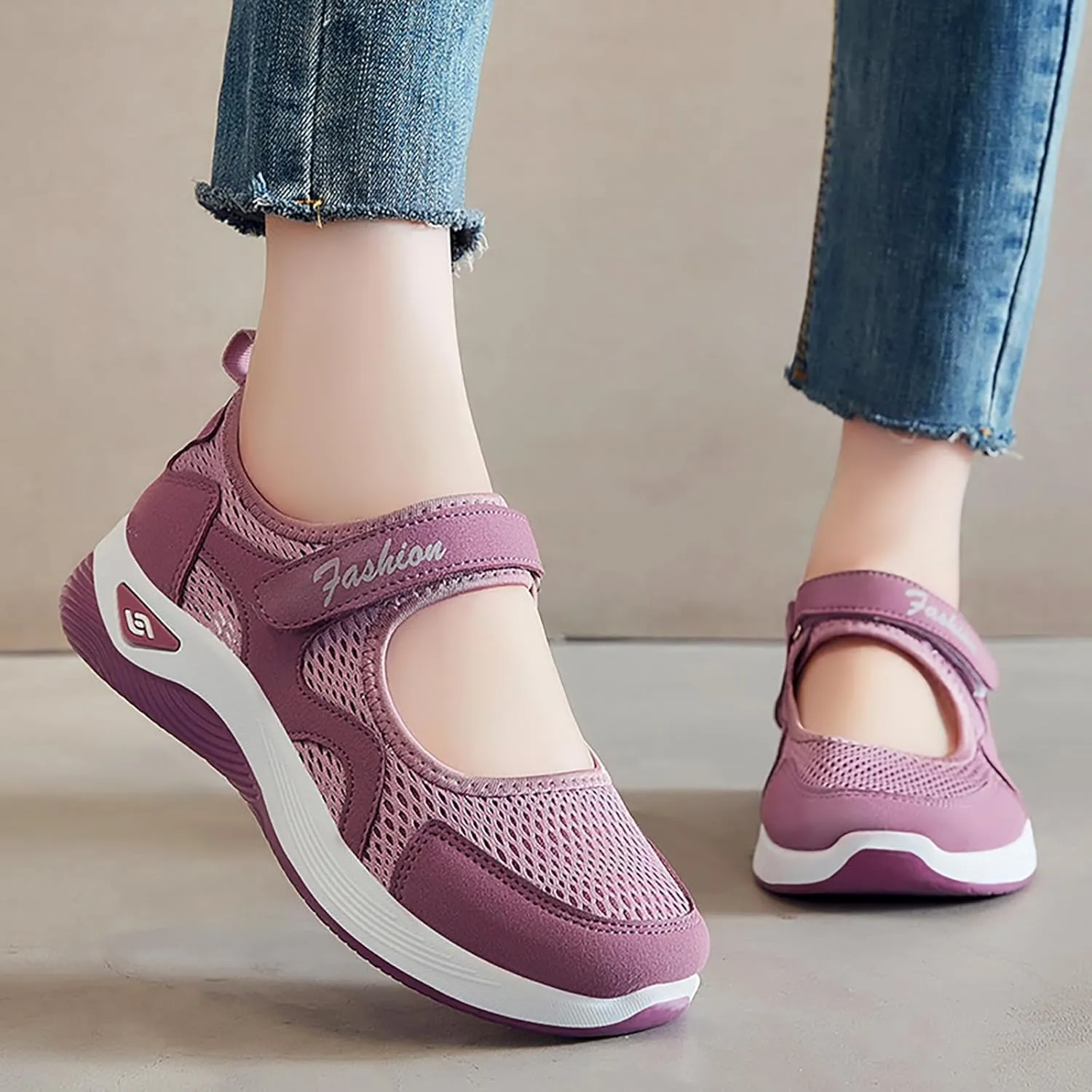 Women's Breathable Walking Shoes Comfortable Working Nurse Shoes Casual Nursing Orthotic Lightweight Shoe Adjustable Barefoot Casual Sneakers Zero Drop Arthritis Edema Sneakers Indoor Outdoor