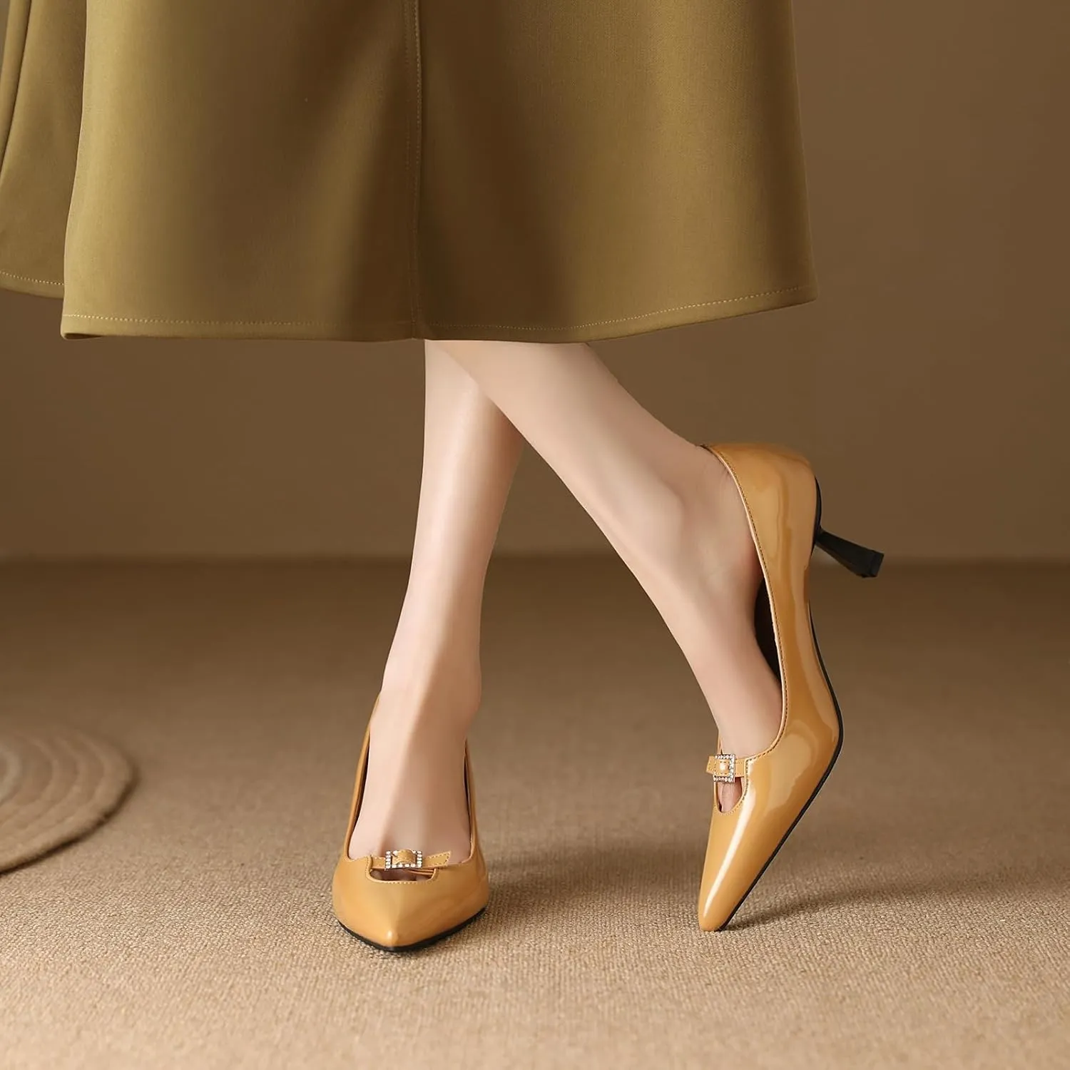 Women's Elegant Stiletto Heel Pointed Toe Pumps Slip On Office Heels