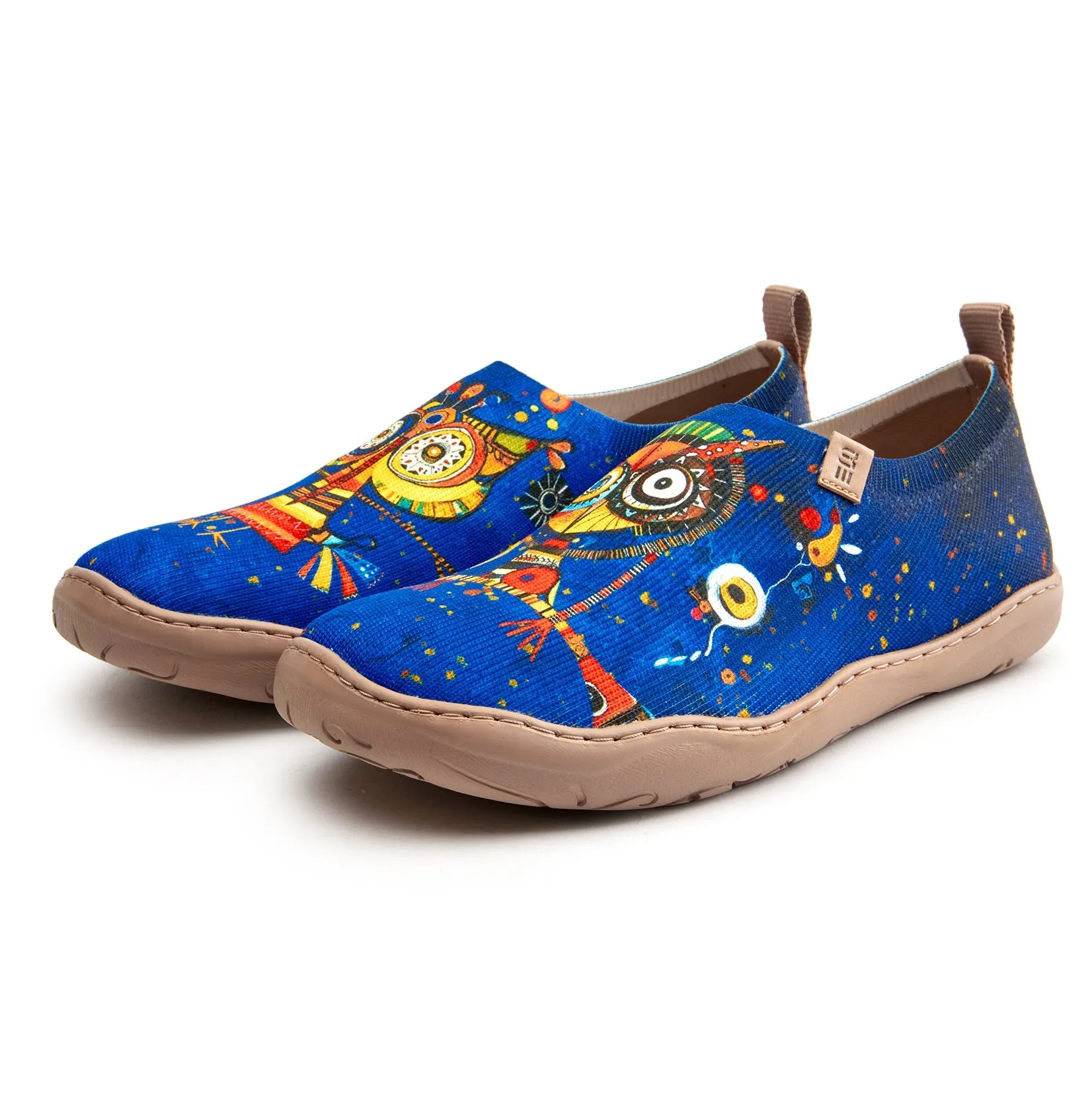 Women's Foldable Loafers, Funny Owl Painted Canvas Slip-On Sneakers