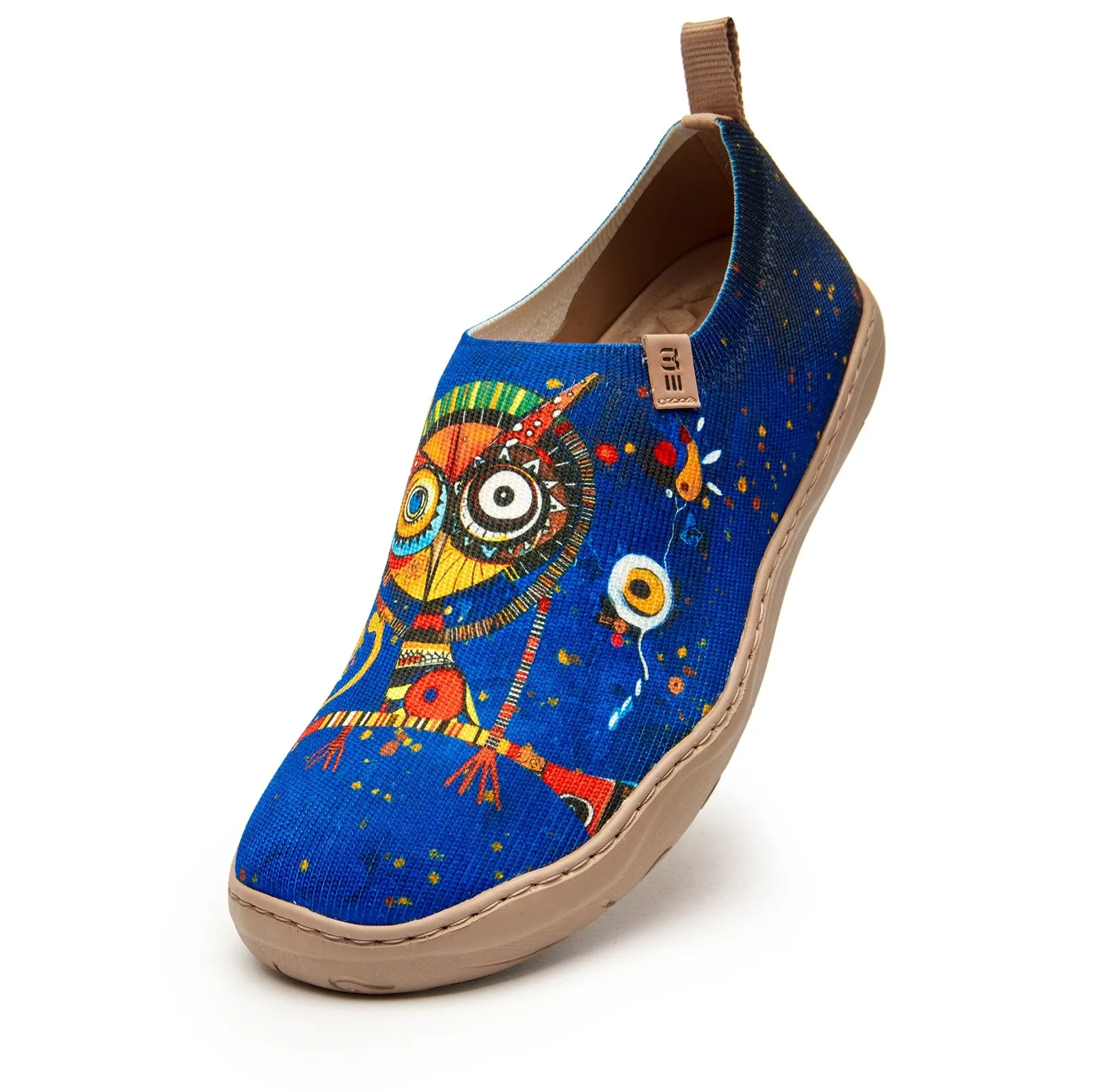 Women's Foldable Loafers, Funny Owl Painted Canvas Slip-On Sneakers