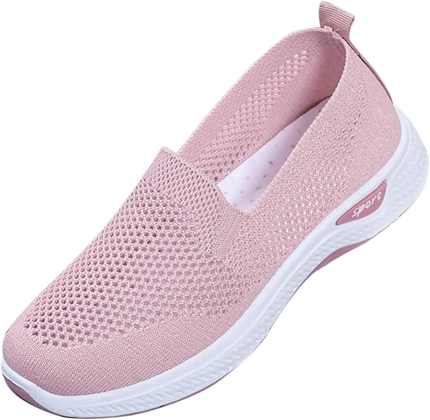 Womens Orthopedic Sneakers Slip on Walking Shoes Breathable Soft Woven Shoe Non-Slip Mesh Up Footwear Lightweight Comfortable Arch Support Sneaker