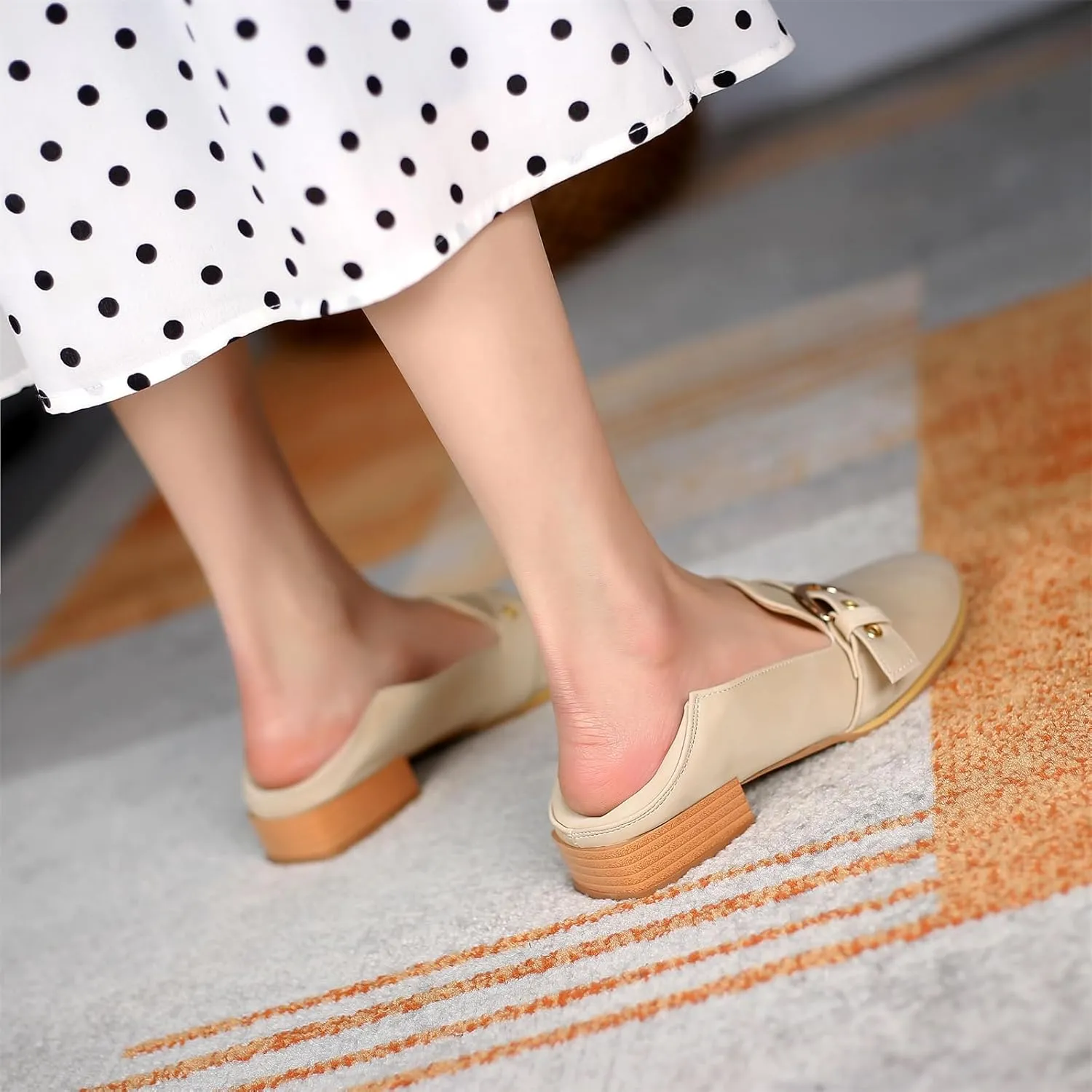 Women's Pointed Closed Toe Pump Loafers Pull-On Chunky Low Heel Metallic Buckle Classic Western Work Office Dress Casual Shoes Comfort Business Party Dating Shopping Daily Wear Pumps