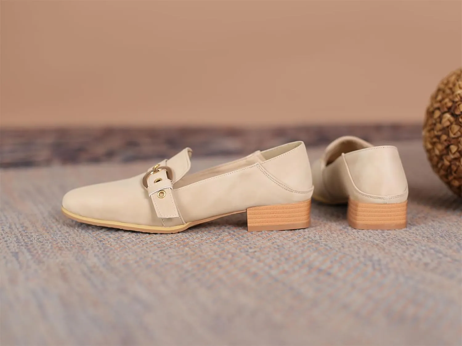 Women's Pointed Closed Toe Pump Loafers Pull-On Chunky Low Heel Metallic Buckle Classic Western Work Office Dress Casual Shoes Comfort Business Party Dating Shopping Daily Wear Pumps