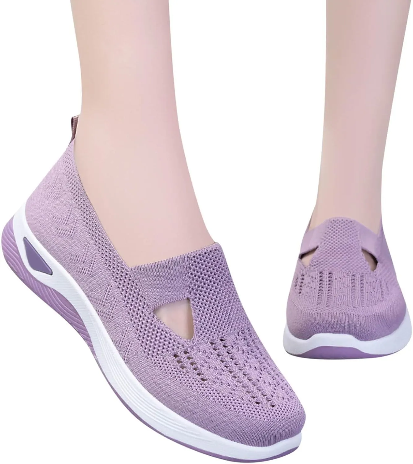 Women's Woven Orthopedic Breathable Soft Shoes Womens Running Shoes Comfort Ladies Shoes Casual White Sneakers Brown Tennis Shoe Cross Trainer Shoe